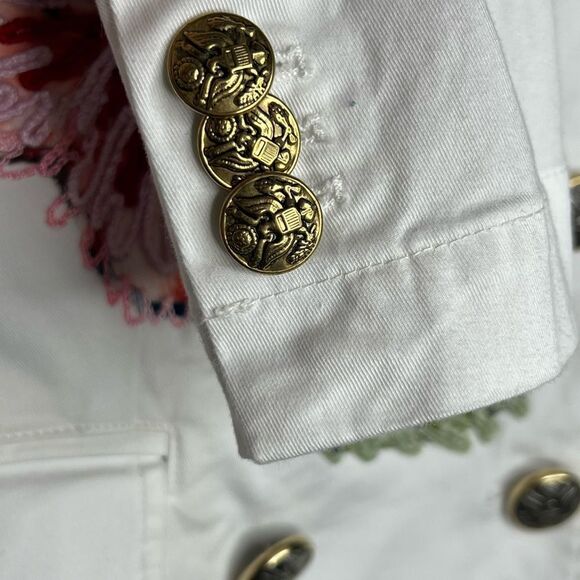 Anthropologie History Repeats Embroidered Military Kubo Jacket White Boho 38 XS - Picture 9 of 12